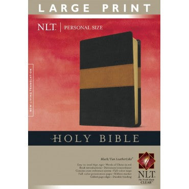 NLT Large Print personal size black & tan